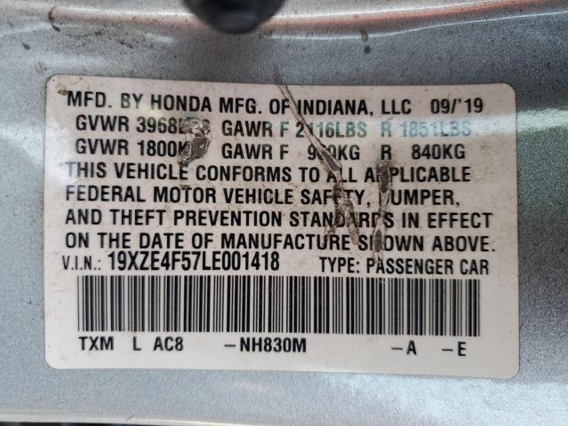 19XZE4F57LE001418 - 2020 HONDA INSIGHT EX SILVER photo 13