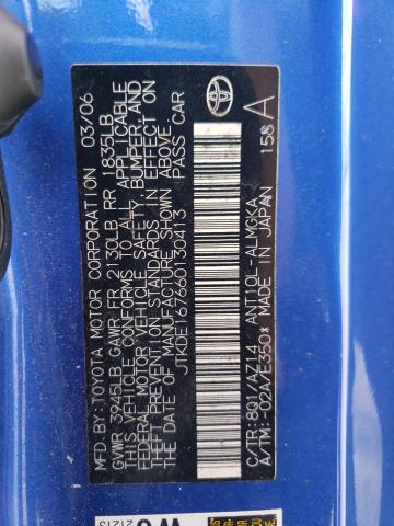 JTKDE167660130413 - 2006 TOYOTA SCION TC ლურჯი ფოტო 13