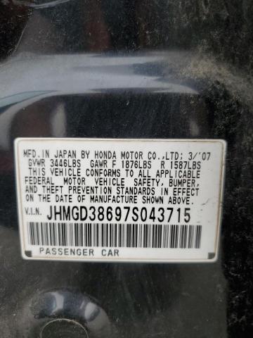 JHMGD38697S043715 - 2007 HONDA FIT S 黑色 照片 12