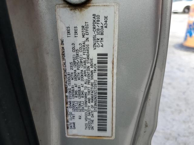 5TESN92N33Z172972 - 2003 TOYOTA TACOMA XTRACAB PRERUNNER ვერცხლისფერი ფოტო 12