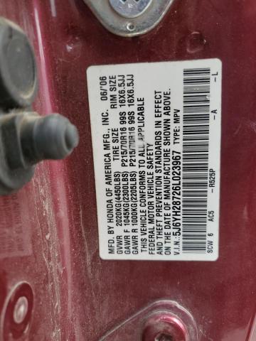 5J6YH28726L023967 - 2006 HONDA ELEMENT EX BURGUNDY photo 13