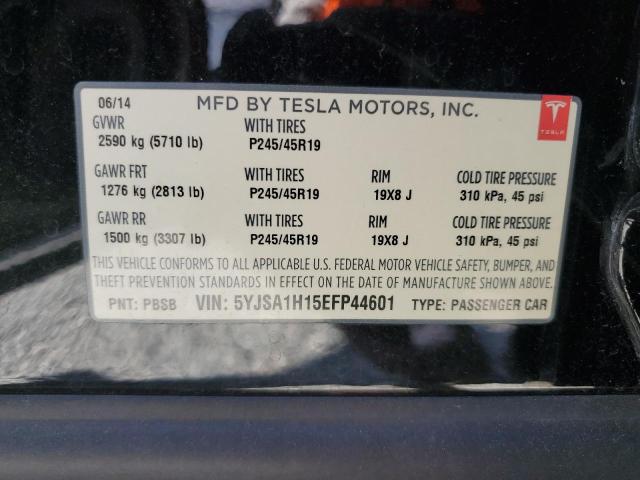 5YJSA1H15EFP44601 - 2014 TESLA MODEL S BLACK photo 12