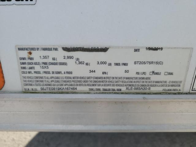56JTE0819KA167464 - 2019 UTILITY TRAILER WHITE photo 10