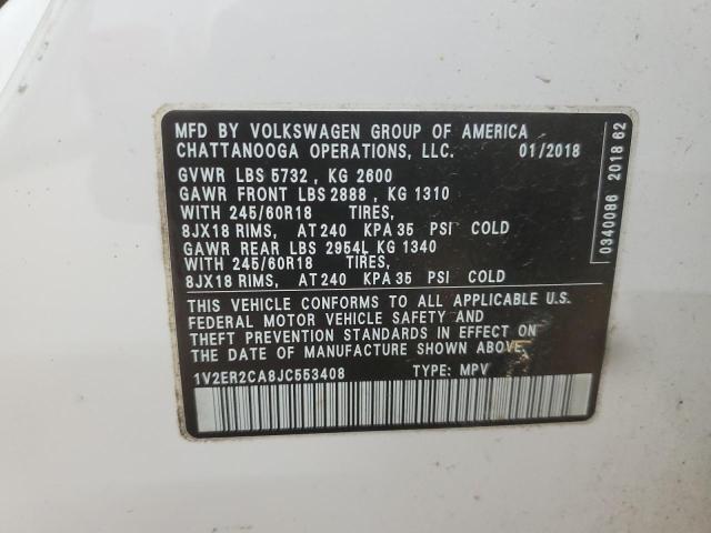 1V2ER2CA8JC553408 - 2018 VOLKSWAGEN ATLAS SEL Ağ foto 13