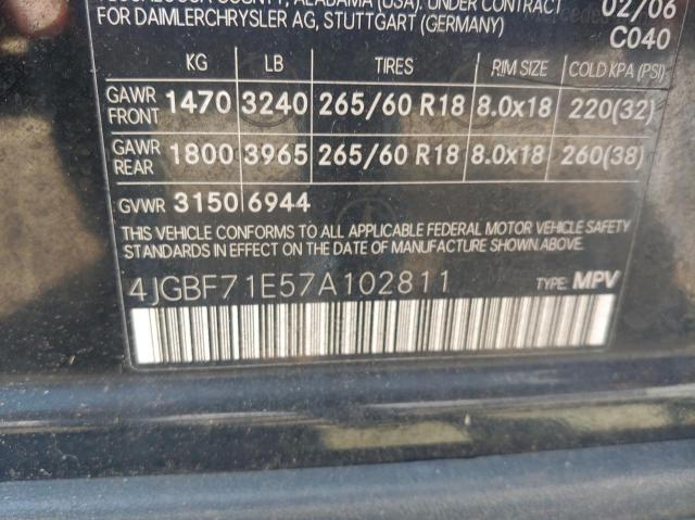 4JGBF71E57A102811 - 2007 MERCEDES-BENZ GL 450 4MATIC BLACK photo 10