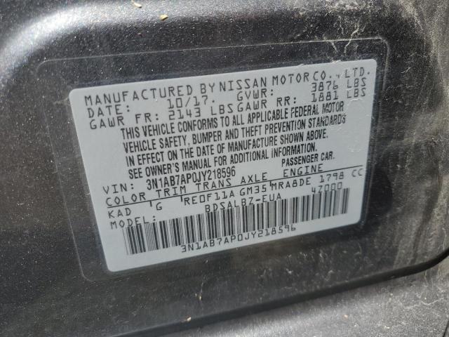 3N1AB7AP0JY218596 - 2018 NISSAN SENTRA S 灰色 照片 12