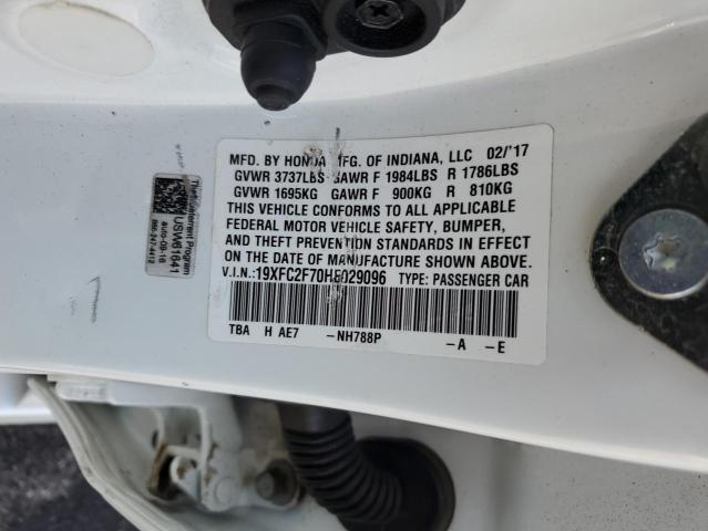 19XFC2F70HE029096 - 2017 HONDA CIVIC EX WHITE photo 12