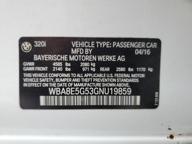 WBA8E5G53GNU19859 - 2016 BMW 320 XI WHITE photo 12