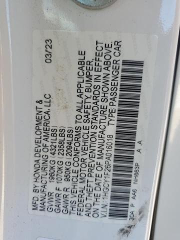 1HGCY1F26PA016018 - 2023 HONDA ACCORD LX WHITE photo 12