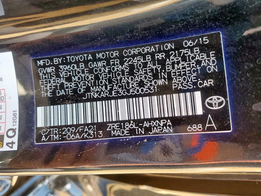 JTNKARJE3GJ500531 - 2016 TOYOTA SCION IM Qara foto 13