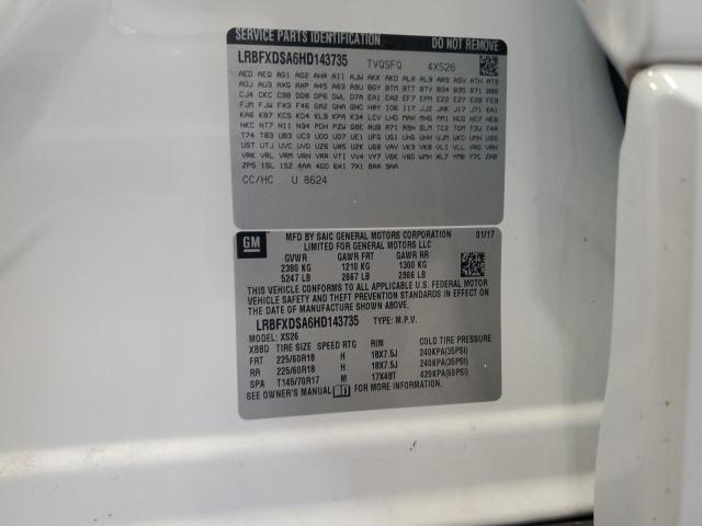 LRBFXDSA6HD143735 - 2017 BUICK ENVISION ESSENCE WHITE photo 13