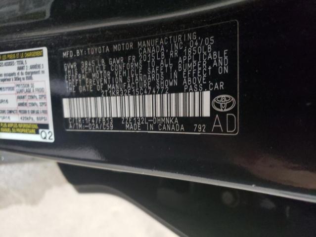 2T1KR32E15C474772 - 2005 TOYOTA COROLLA MA XR BLACK photo 12