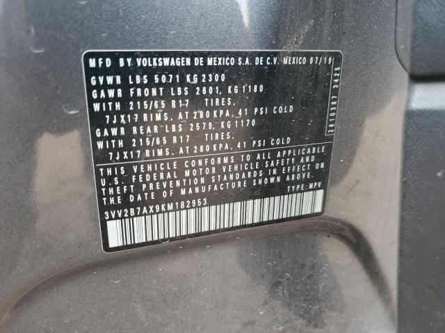3VV2B7AX9KM182953 - 2019 VOLKSWAGEN TIGUAN SE GRAY photo 14