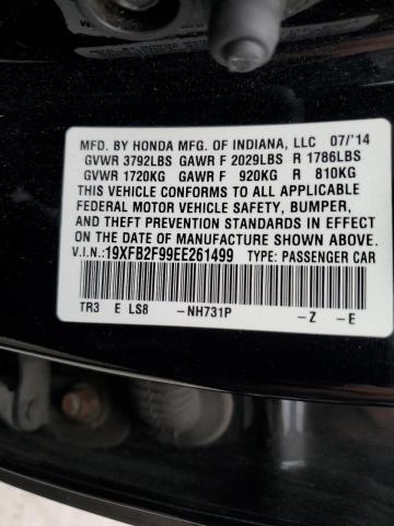 19XFB2F99EE261499 - 2014 HONDA CIVIC EXL შავი ფოტო 12