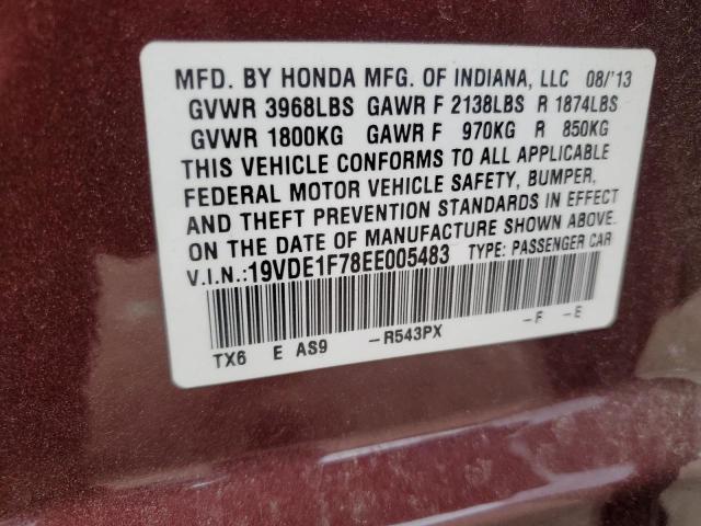 19VDE1F78EE005483 - 2014 ACURA ILX 20 TECH BURGUNDY photo 12