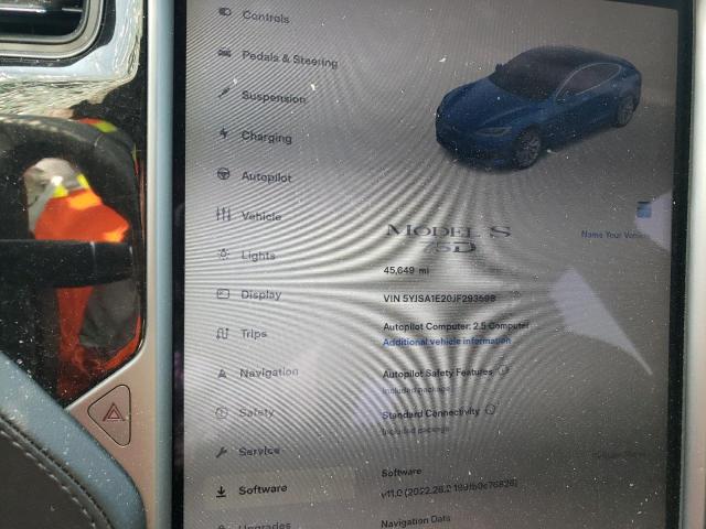 5YJSA1E20JF293598 - 2018 TESLA MODEL S Կապույտ լուսանկար 9