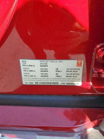 5YJSA1E20JF248239 - 2018 TESLA MODEL S أحمر صورة 12
