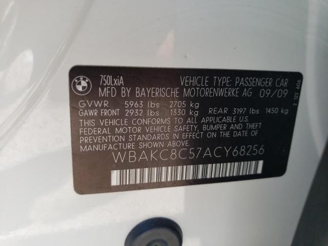 WBAKC8C57ACY68256 - 2010 BMW 750 LI XDRIVE WHITE photo 12