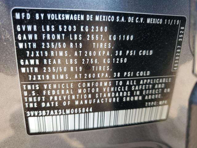3VV3B7AX3LM065844 - 2020 VOLKSWAGEN TIGUAN SE GRAY photo 12