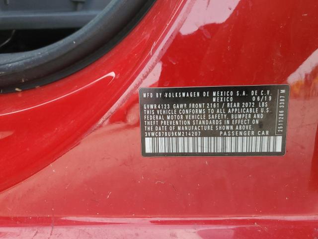 3VWCB7BU9KM214207 - 2019 VOLKSWAGEN JETTA S RED photo 12