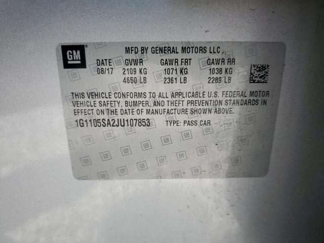 1G1105SA2JU107853 - 2018 CHEVROLET IMPALA LT SILVER photo 12