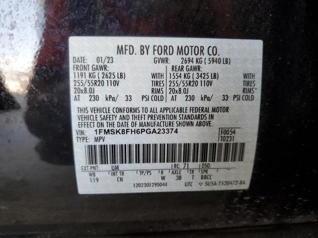 1FMSK8FH6PGA23374 - 2023 FORD EXPLORER LIMITED შავი ფოტო 14