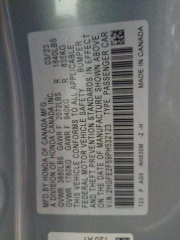 2HGFE2F59PH532123 - 2023 HONDA CIVIC SPORT Gümüş foto 13