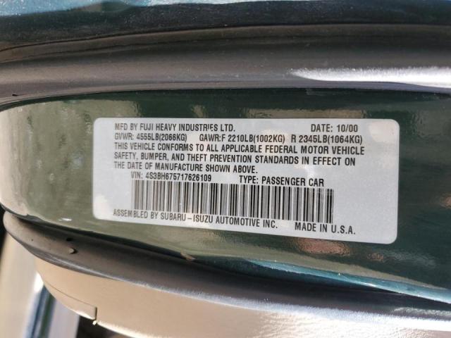 4S3BH675717626109 - 2001 SUBARU LEGACY OUTBACK AWP 绿色 照片 12