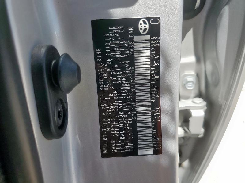 5YFS4MCE2NP129916 - 2022 TOYOTA COROLLA SE Күміс фото 12