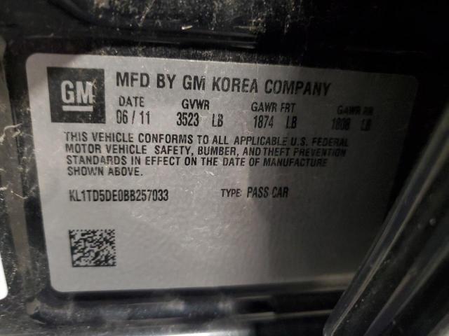 KL1TD5DE0BB257033 - 2011 CHEVROLET AVEO LS 黑色 照片 12