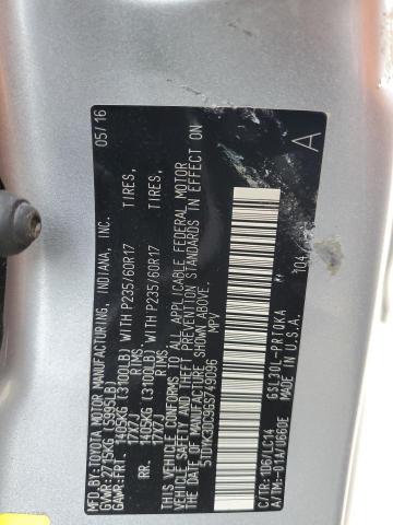 5TDYK3DC9GS749096 - 2016 TOYOTA SIENNA XLE SILVER photo 13