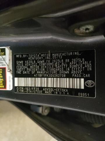 4T1BF1FK3DU262708 - 2013 TOYOTA CAMRY L GRAY photo 12