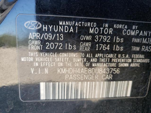 KMHDH4AE8DU843756 - 2013 HYUNDAI ELANTRA GLS BLACK photo 12