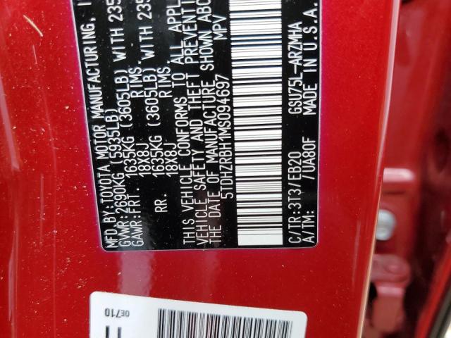 5TDHZRBH1MS094697 - 2021 TOYOTA HIGHLANDER XLE Qırmızı foto 12