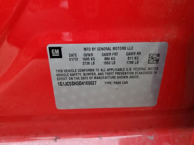 1G1JC5SH3D4169027 - 2013 CHEVROLET SONIC LT RED photo 12