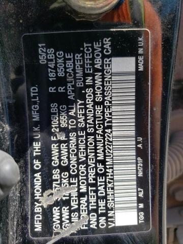 SHHFK7H41MU227224 - 2021 HONDA CIVIC SPORT 黑色 照片 13