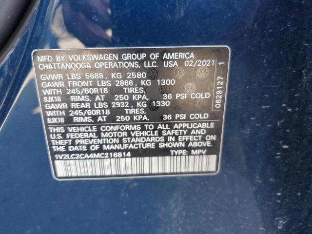 1V2LC2CA4MC216814 - 2021 VOLKSWAGEN ATLAS CROS SE Mavi foto 14