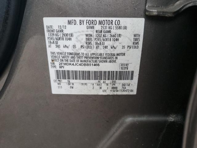 2FMDK4JC4DBB51466 - 2013 FORD EDGE SEL TAN photo 13