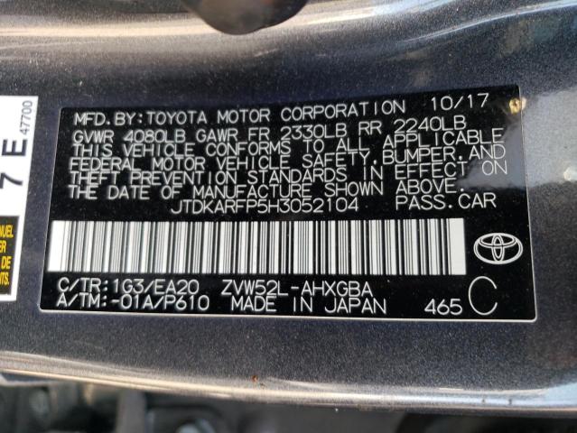 JTDKARFP5H3052104 - 2017 TOYOTA PRIUS PRIM 灰色 照片 12
