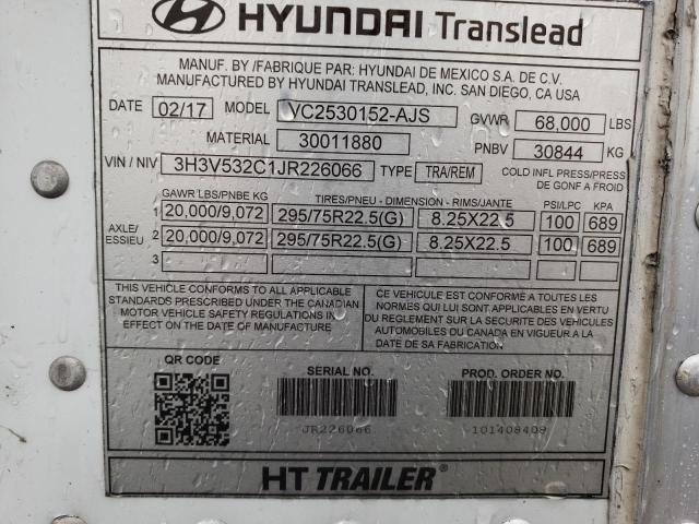 3H3V532C1JR226066 - 2018 HYUNDAI TRAILER WHITE photo 10