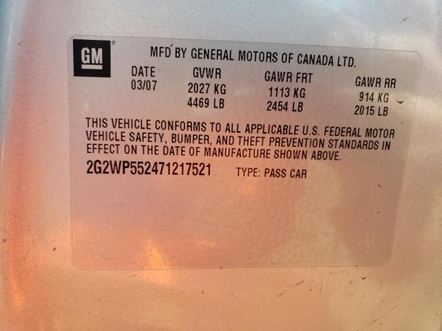 2G2WP552471217521 - 2007 PONTIAC GRAND PRIX 银色 照片 13