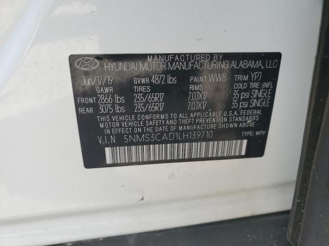 5NMS3CAD1LH139710 - 2020 HYUNDAI SANTA FE SEL Ağ foto 14