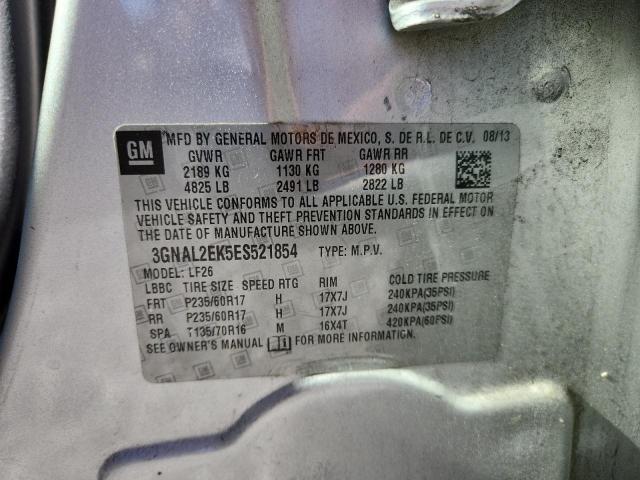3GNAL2EK5ES521854 - 2014 CHEVROLET CAPTIVA LS ვერცხლისფერი ფოტო 14