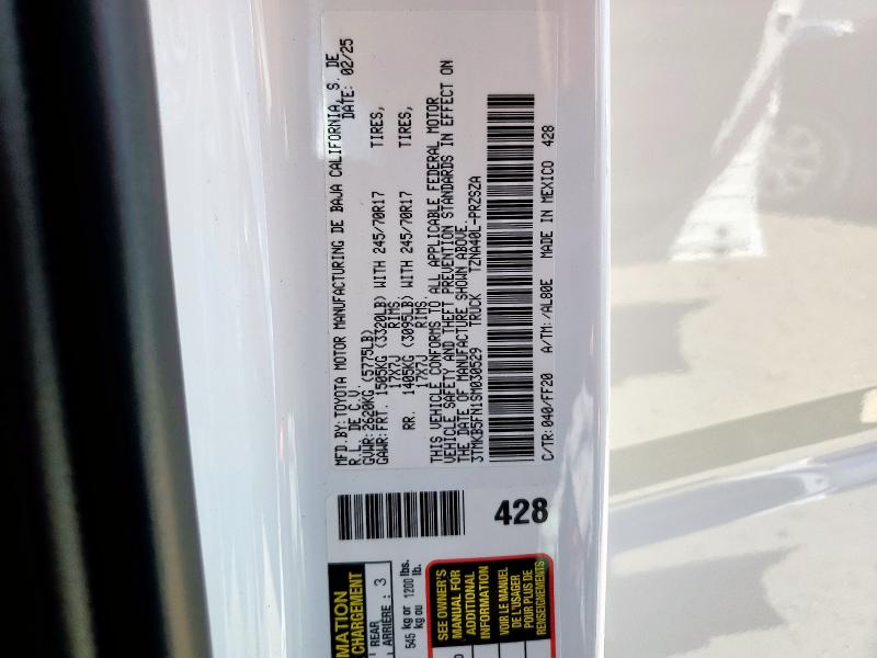 3TMKB5FN1SM030529 - 2025 TOYOTA TACOMA DOUBLE CAB WHITE photo 12