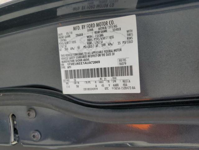 1FMEU6EE1AUA72669 - 2010 FORD EXPLORER EDDIE BAUER BLUE photo 14