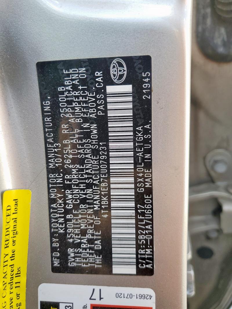 4T1BK1EB7EU079231 - 2014 TOYOTA AVALON BASE Beżowy zdjęcie 12