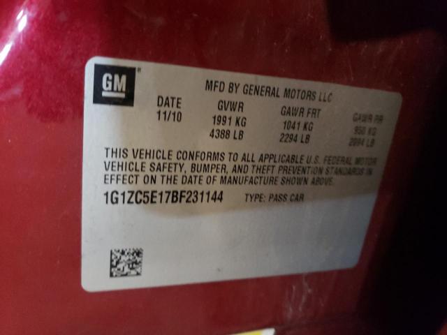 1G1ZC5E17BF231144 - 2011 CHEVROLET MALIBU 1LT 红色 照片 12