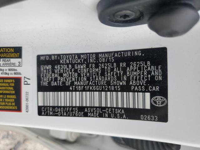 4T1BF1FK6GU121815 - 2016 TOYOTA CAMRY LE WHITE photo 12