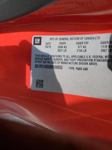 2G1FC1ED2B9108852 - 2011 CHEVROLET CAMARO LT 红色 照片 12
