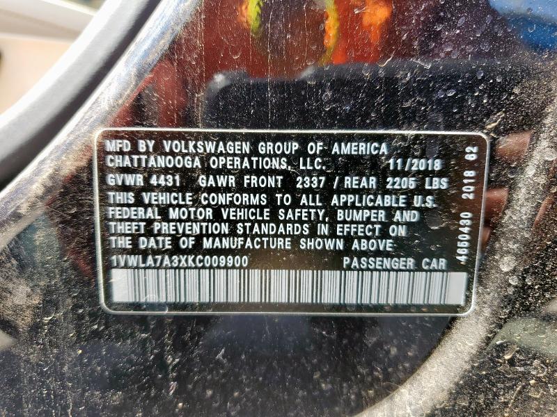 1VWLA7A3XKC009900 - 2019 VOLKSWAGEN PASSAT WOLFSBURG 黑色 照片 13